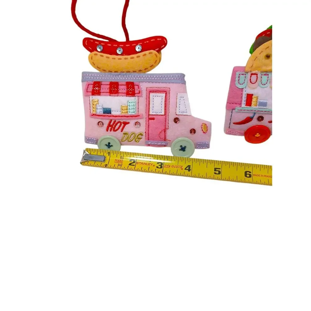 2 Ornaments TARGET 2022 WONDERSHOP Felt Hot Dog & Taco‎ Truck Christmas